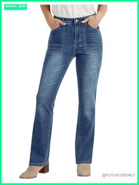 High Waisted Bootcut Jeans Stretchy Denim Slim Fit Trouser